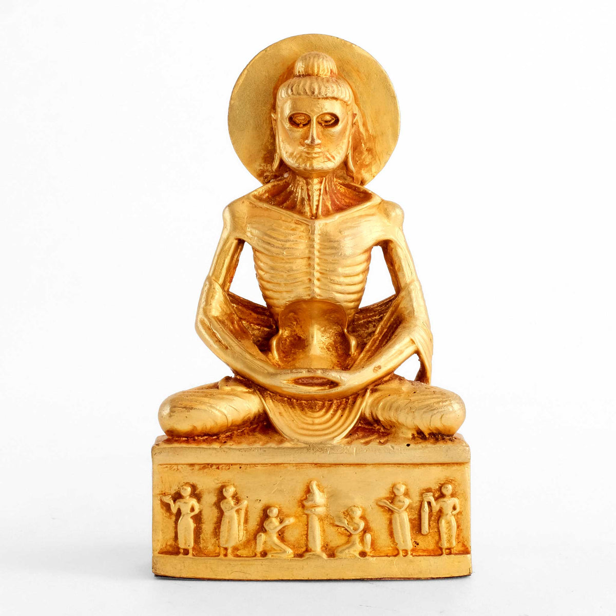 Kleine Askese Buddha Statue. Vergoldete Siddhartha Gautama Statue.