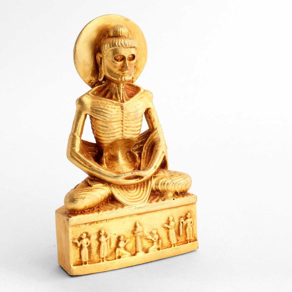 Seitenansicht, kleine vergoldete, Askese Buddha Statue.