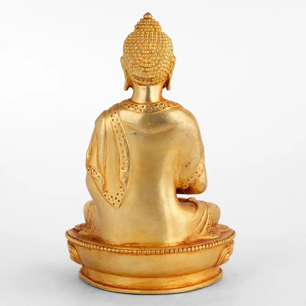 Goldene kleine Amitabha Buddha Statue, Rückansicht.