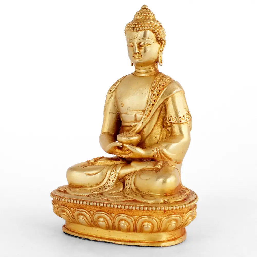 Kleine Amitabha Buddha Statue, Kupferguss vergoldet.