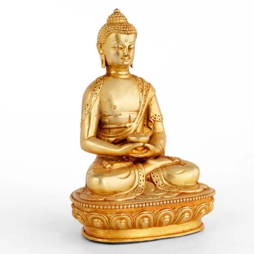 Kleine Amitabha Buddha Statue aus Kupfer, vergoldet. 