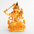 Manjushri statue, kleine vergoldete Figur, detaillierter Guss.