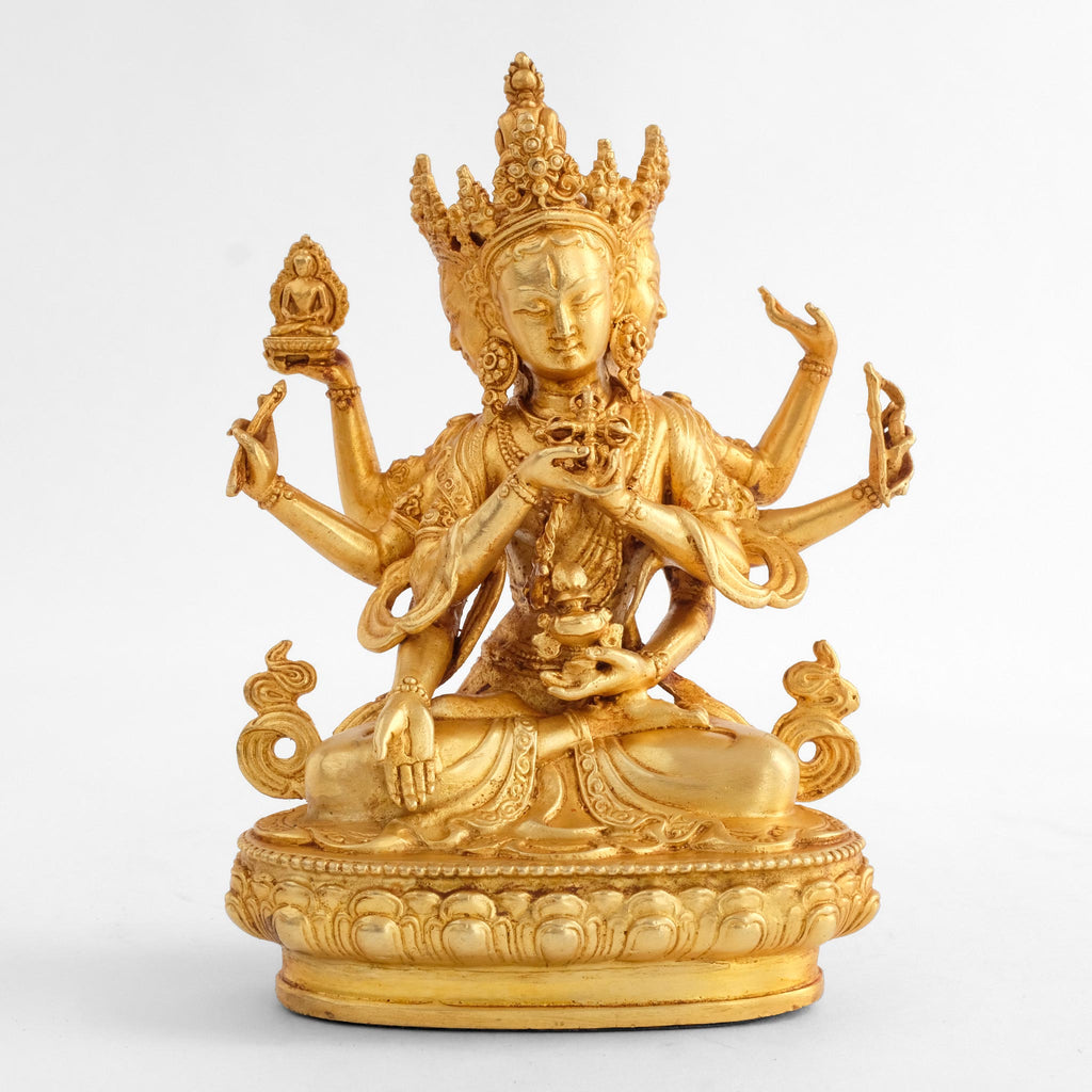 Ushnishavijaya Statue, Namgayalma, kleine vergoldete Figur, detaillierter Kupferguss.