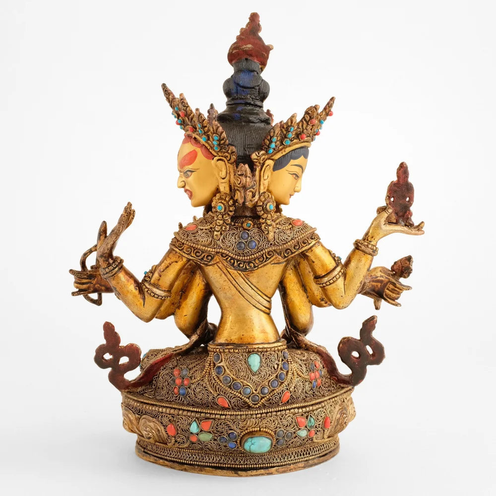 Ushnishavijaya Statue, Rückansicht. Sie ist eine freistehende Figur für die asiatische Wohnkultur und den buddhistischen Altar.