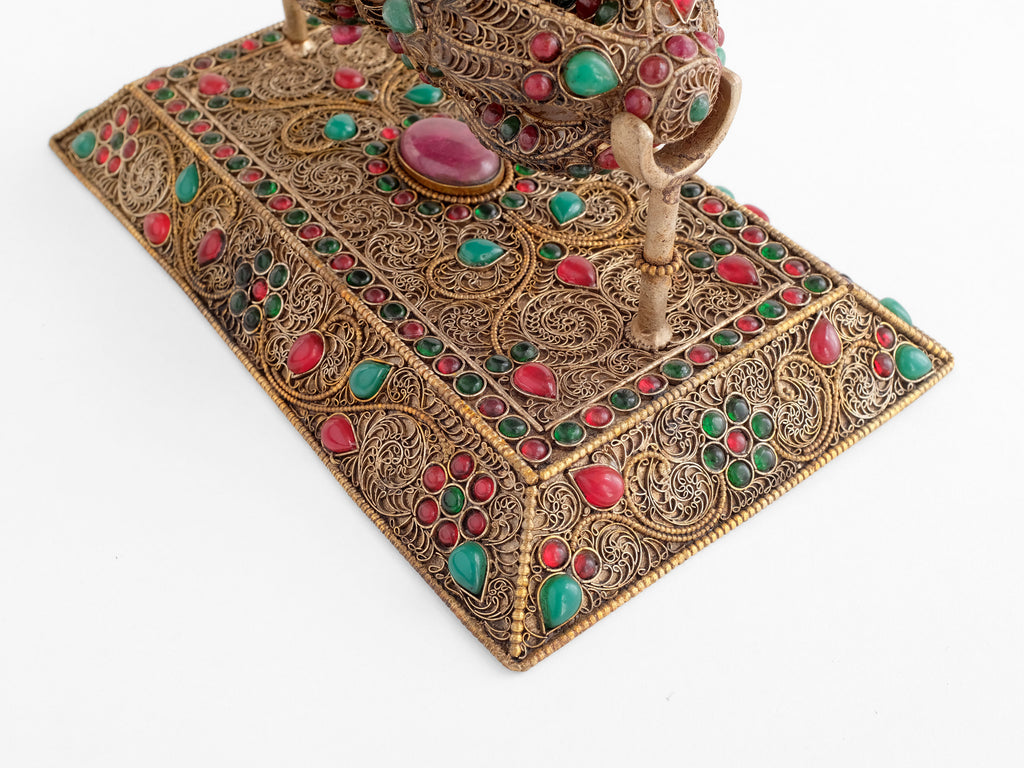 Vajra on Rectangular Stand – Tantric Buddhist Ritual Object with Filigree