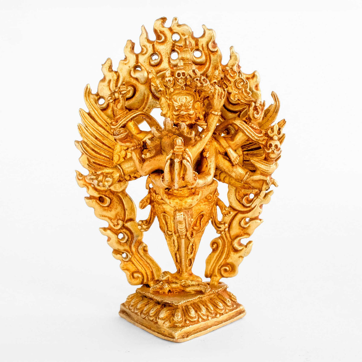 Kleine vergoldete Vajrakilaya Statue Dorje Phurba. Zornige Tantra Gottheit 