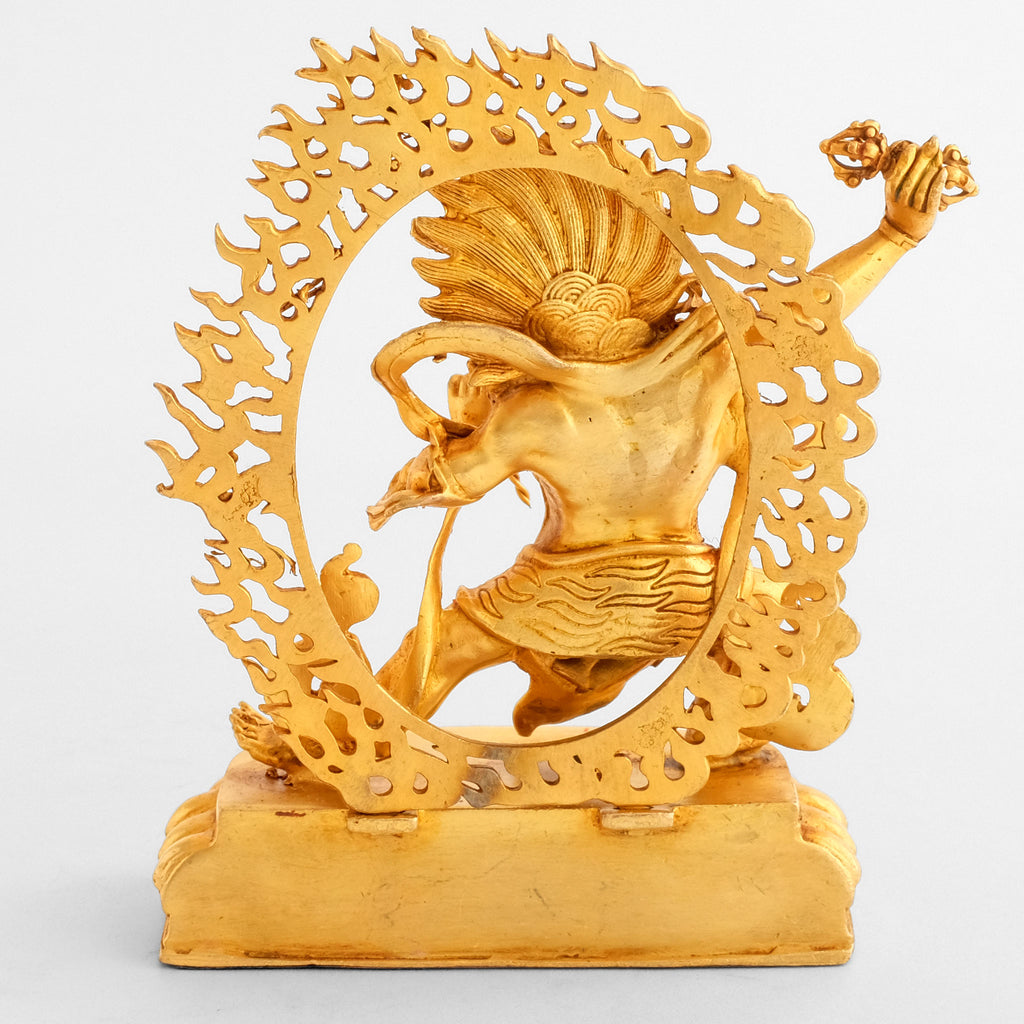 Rückseite der kleinen Vajrapani Statue, vergoldeter Chana Dorje