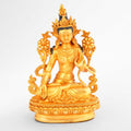 Weiße Tara, kleine Figur, vergoldeter detaillierter Kupferguss.