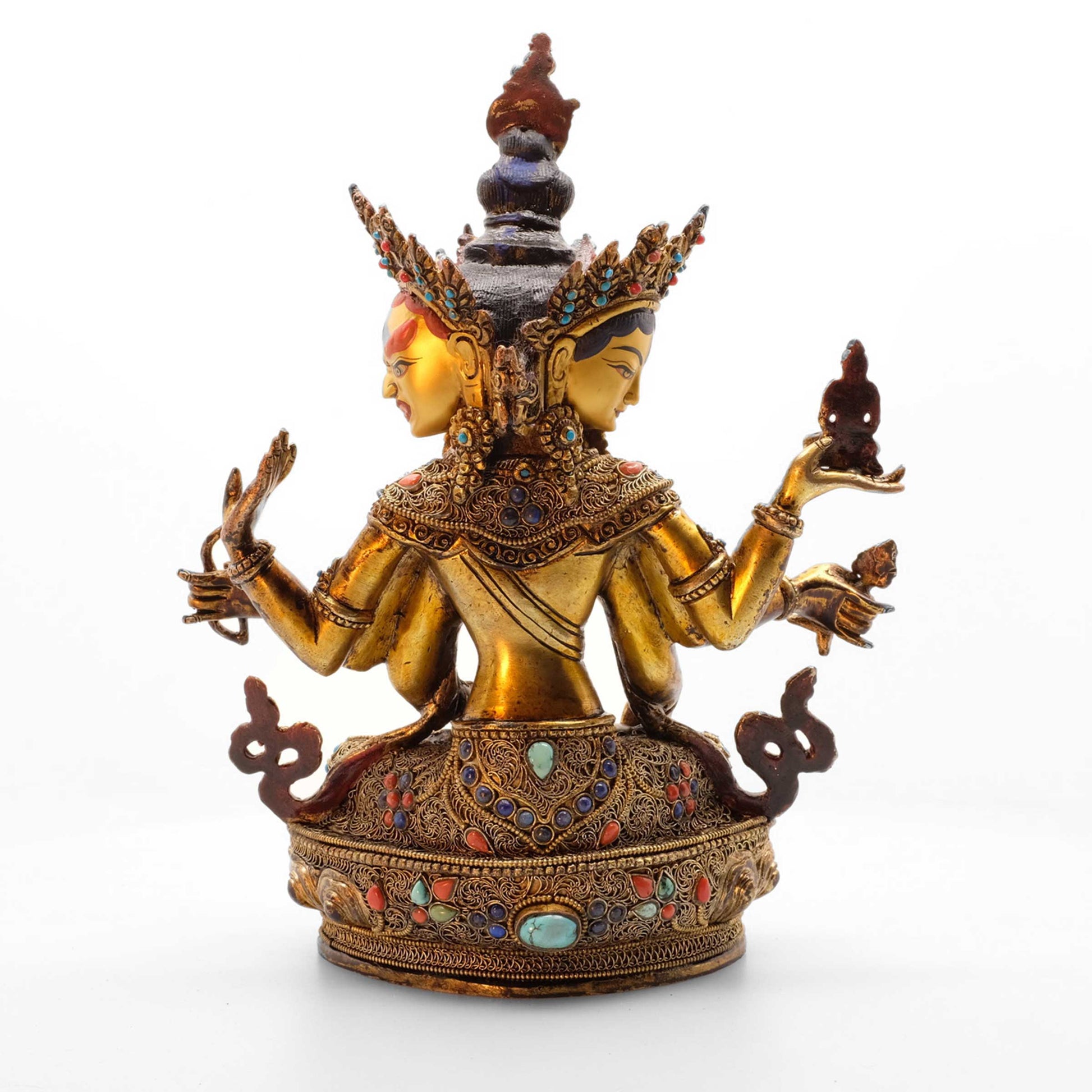 Ushnishavijaya Statue, Rückansicht. Sie ist eine freistehende Figur für die asiatische Wohnkultur und den buddhistischen Altar.